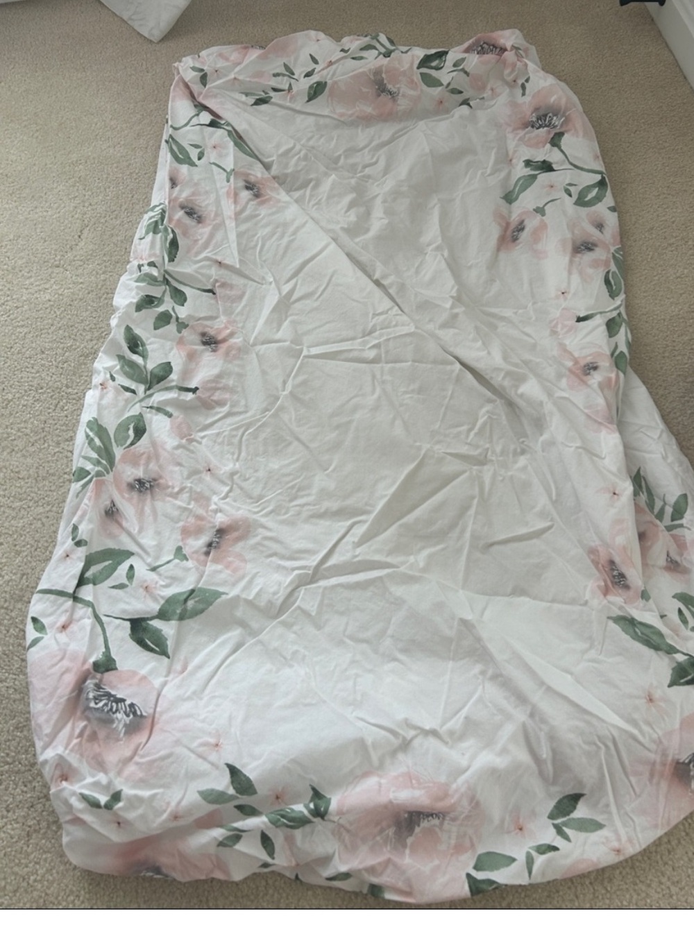 Girl fitted bottom crib sheet baby infant rose pottery barn kids Meredith floral